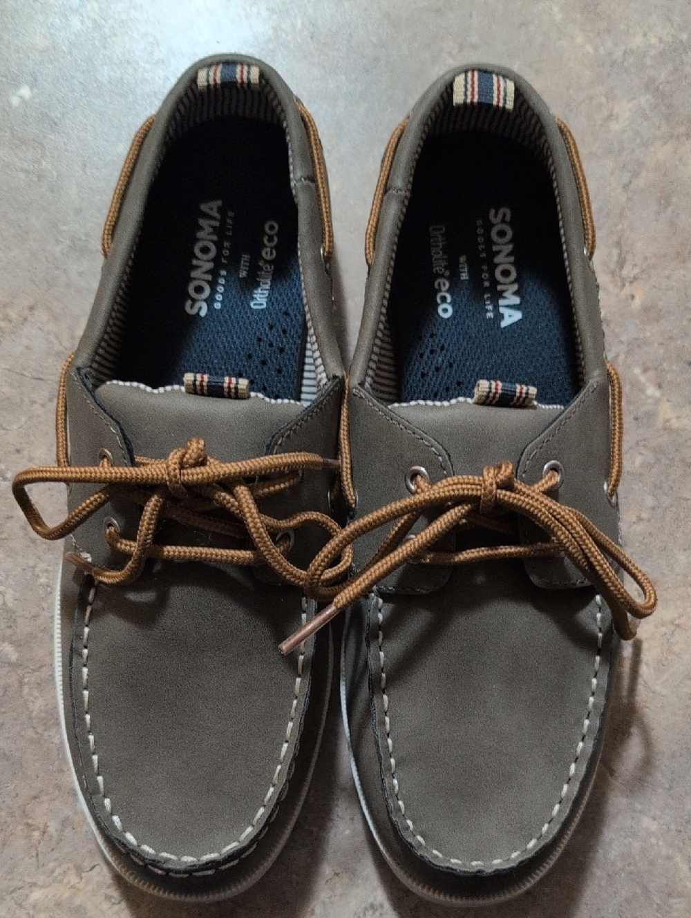 SONOMA Men's Olive/Tan Lace-Up Boat Shoes
